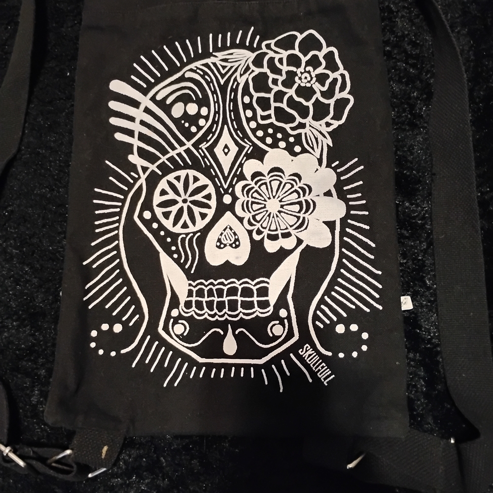 Black Skull Print Backpack